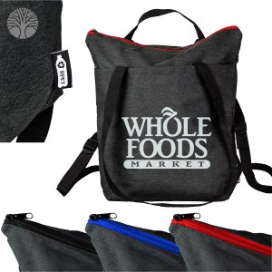 Eco-Conscious 10" x 4" x 15"RPET Tote/Backpack 1 Eco-Conscious 10" x 4" x 15"RPET Tote/Backpack 1