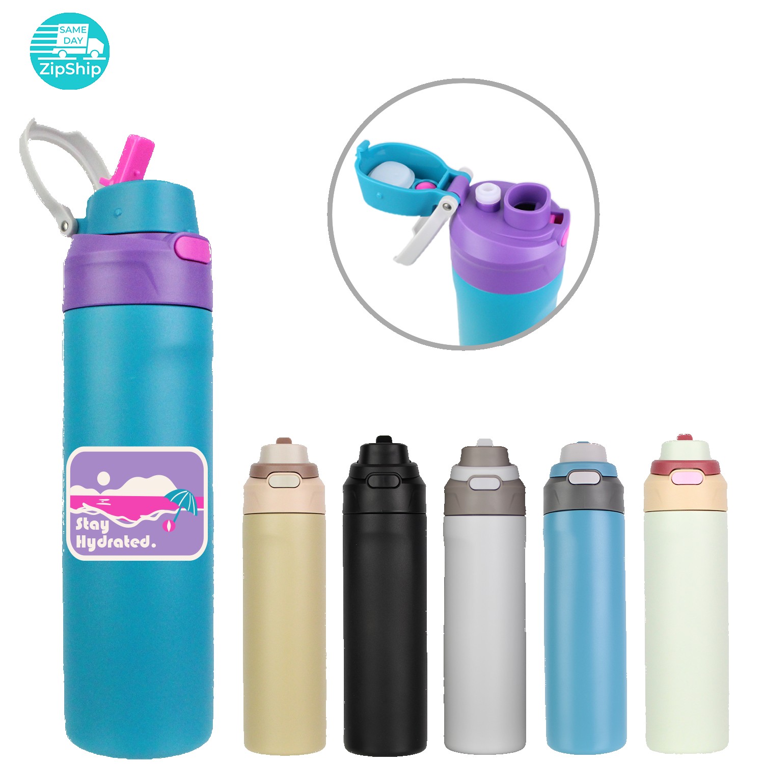 24 oz Double-Wall Stainless Steel Bottle with 2-in-1 Lid 1