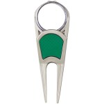 Lite Touch Divot Tool W/ Clip - Matte Nickel Green Grip Lite Touch Divot Tool W/ Clip - Matte Nickel Green Grip