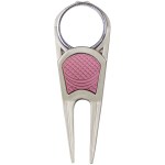 Lite Touch Divot Tool W/ Clip - Matte Nickel Pink Grip Lite Touch Divot Tool W/ Clip - Matte Nickel Pink Grip