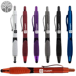 Recycled Rubberized Metallic Pen with Stylus Tip 1 Recycled Rubberized Metallic Pen with Stylus Tip 1