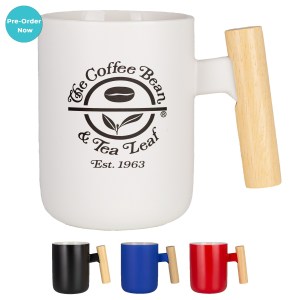 Tokyo 12 Oz Ceramic Mug with Wooden Handle 1 Tokyo 12 Oz Ceramic Mug with Wooden Handle 1