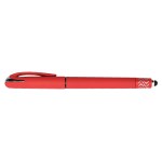Helix Rubberized cap off gel pen with stylus and spinner - Red Blank Helix Rubberized cap off gel pen with stylus and spinner - Red Blank