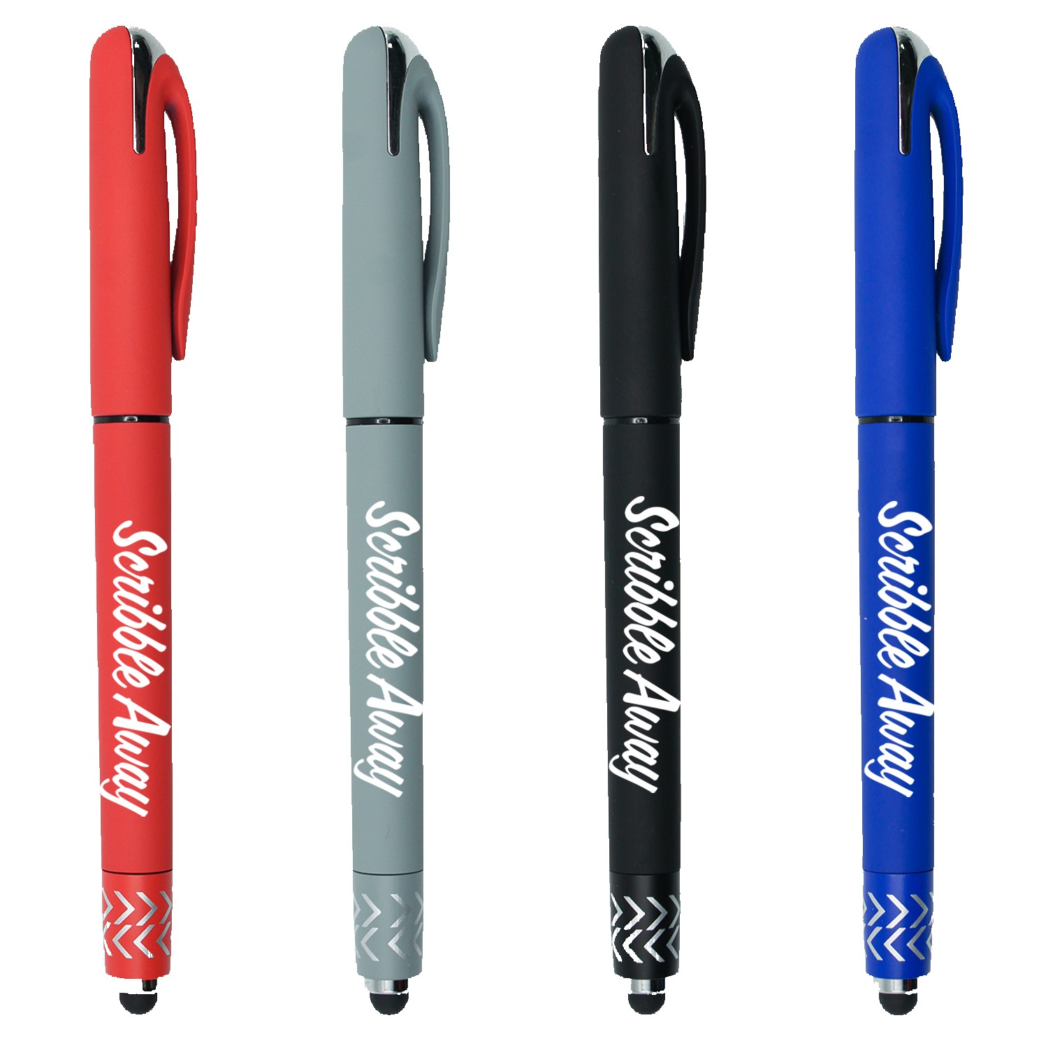 Helix Rubberized cap off gel pen with stylus and spinner 1