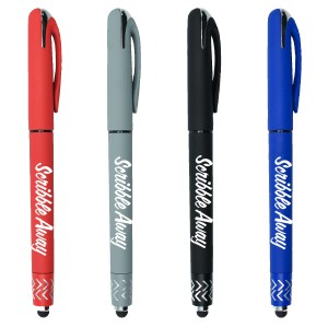 Helix Rubberized cap off gel pen with stylus and spinner 1 Helix Rubberized cap off gel pen with stylus and spinner 1