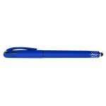 Helix Rubberized cap off gel pen with stylus and spinner - Blue Blank Helix Rubberized cap off gel pen with stylus and spinner - Blue Blank