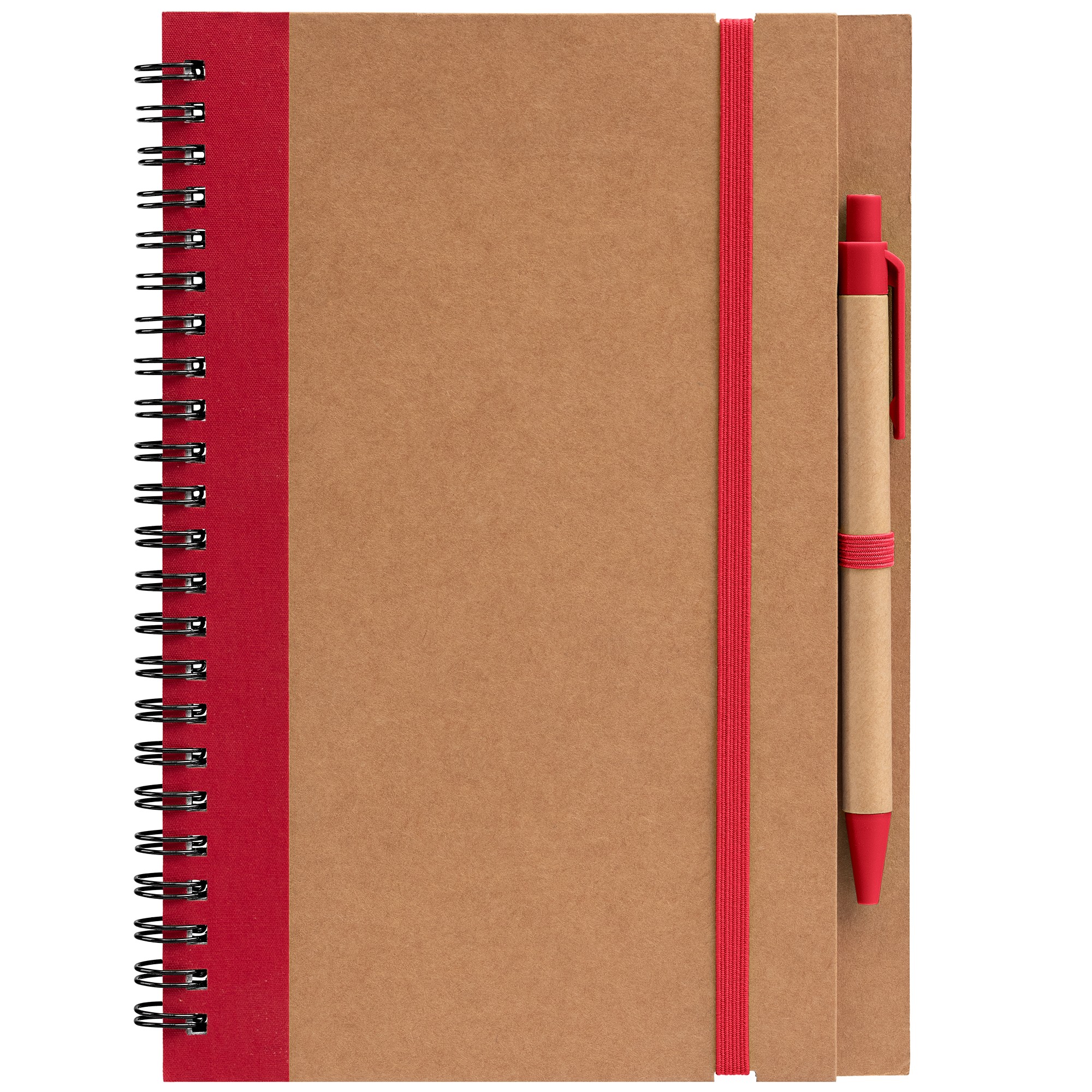 Kraft Hard Cover Spiral Notebook with Pen 1