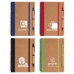 Kraft Hard Cover Spiral Notebook with Pen - Silkscreen 1 Kraft Hard Cover Spiral Notebook with Pen - Silkscreen 1