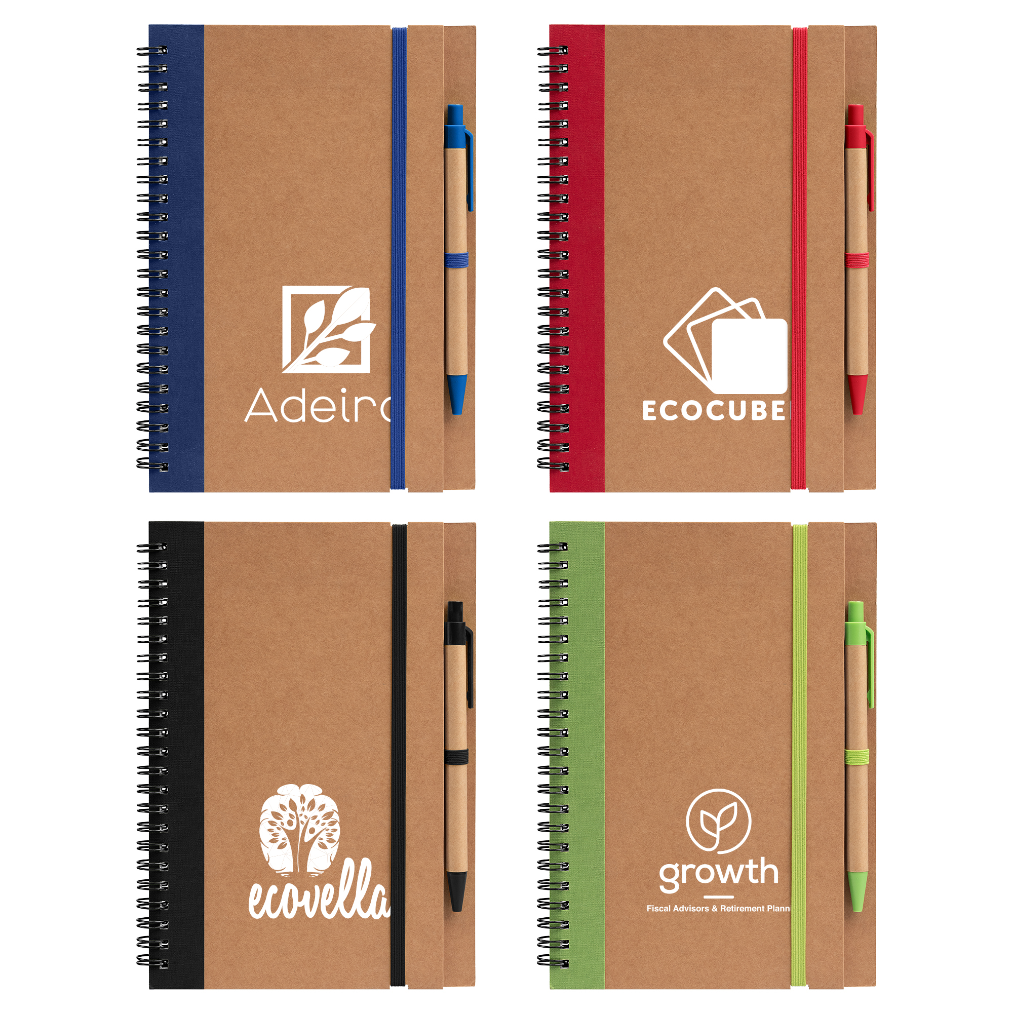 Kraft Hard Cover Spiral Notebook with Pen 1