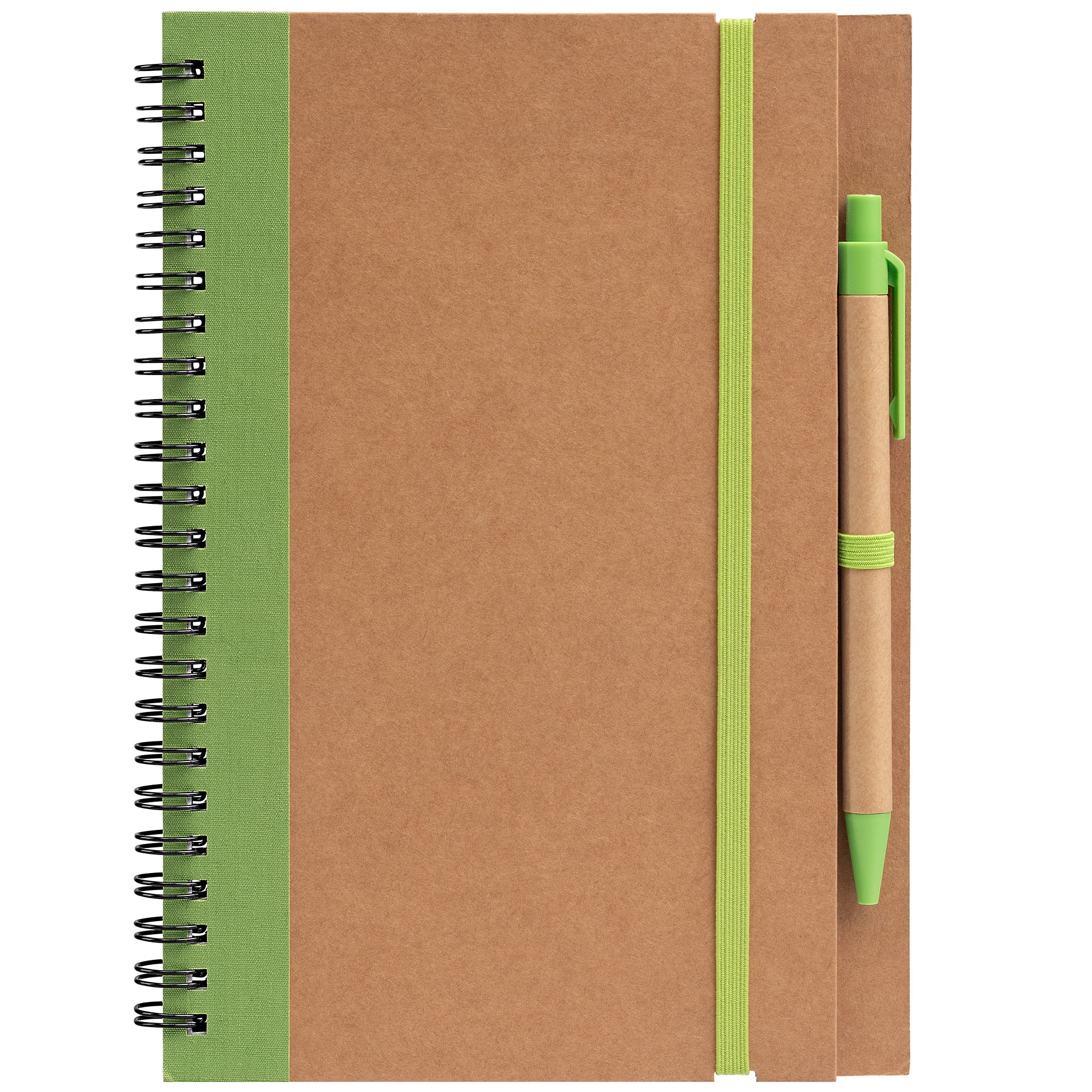 Kraft Hard Cover Spiral Notebook with Pen 1