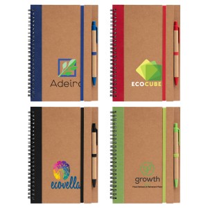 Kraft Hard Cover Spiral Notebook with Pen - Full-Color Inkjet 1 Kraft Hard Cover Spiral Notebook with Pen - Full-Color Inkjet 1