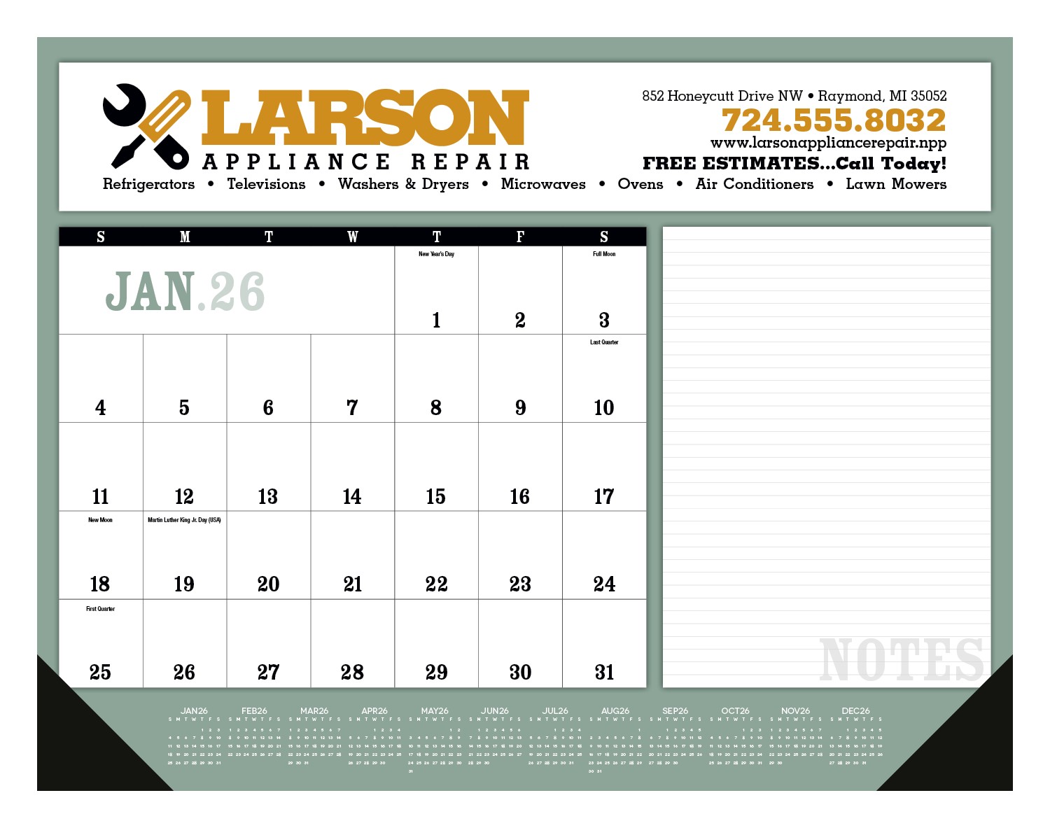 Triumph® Calendars Notes Desk Pad with Vinyl Corners 2