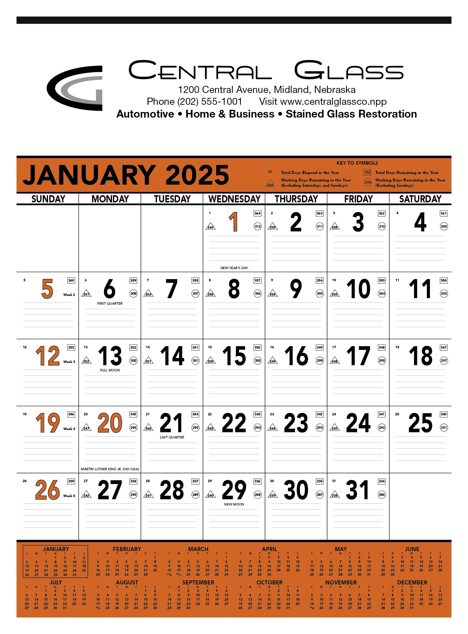 Triumph® Calendars Orange & Black Contractor Memo Calendar 2