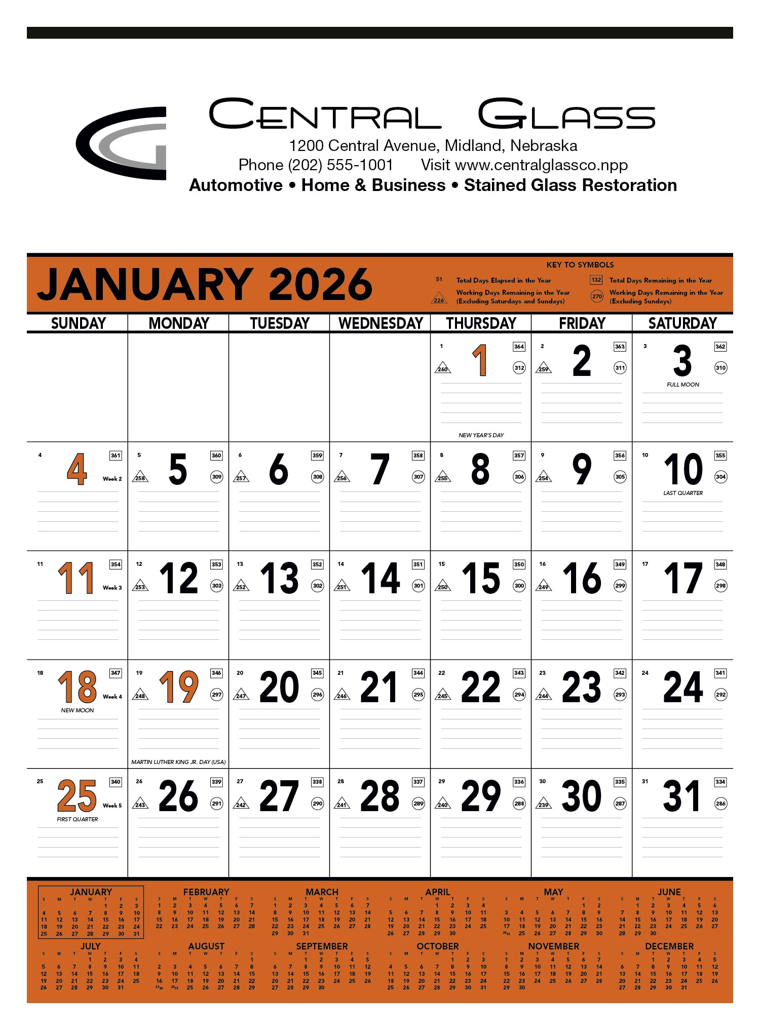Triumph® Calendars Orange & Black Contractor Memo Calendar 2