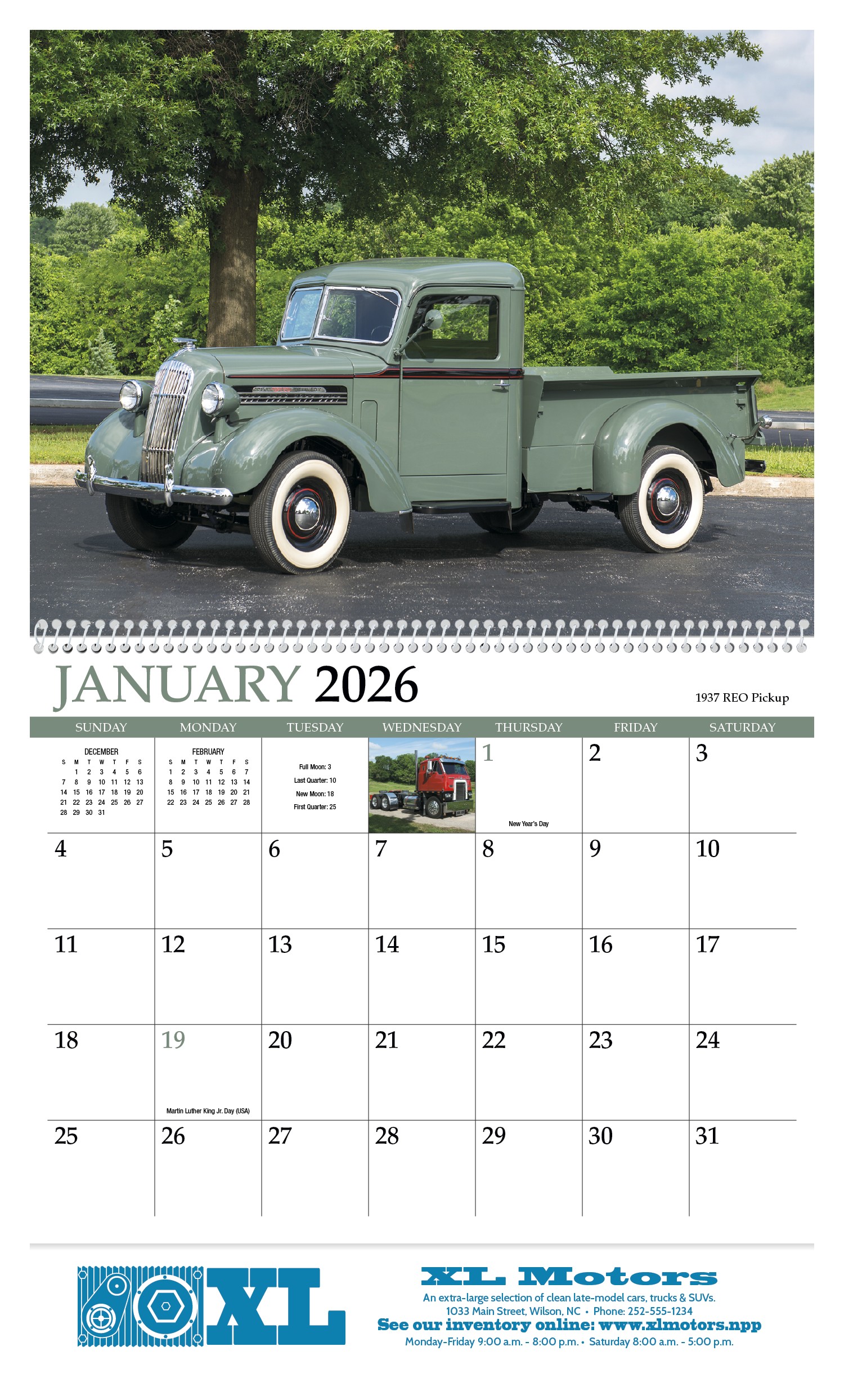 HotLine® Products Classic Trucks Appointment Calendar - Spiral 2