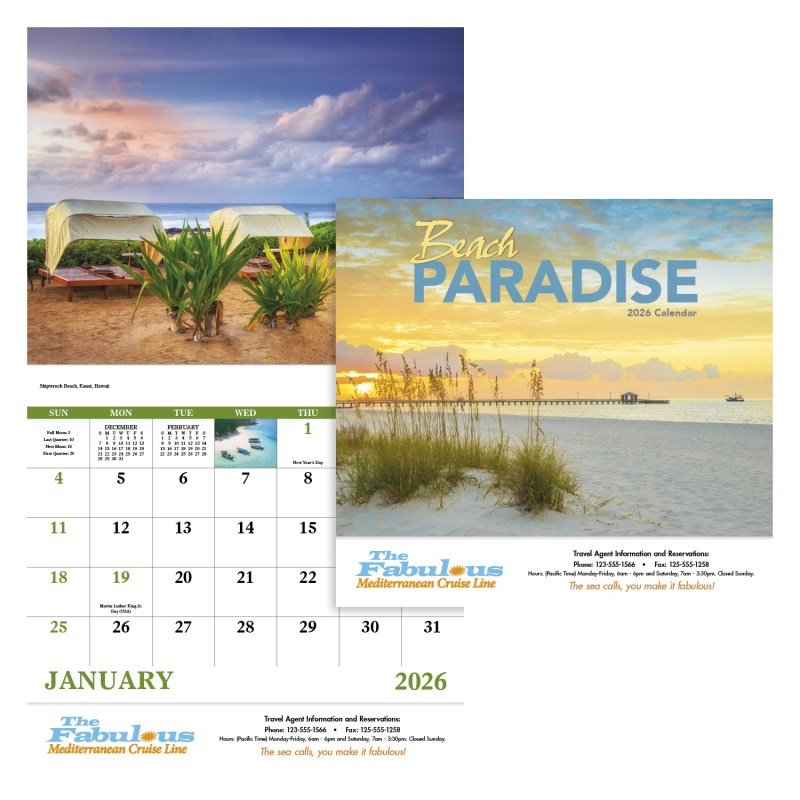 Good Value™ Beach Paradise - Stapled Calendar 2 Good Value™ Beach Paradise - Stapled Calendar 2