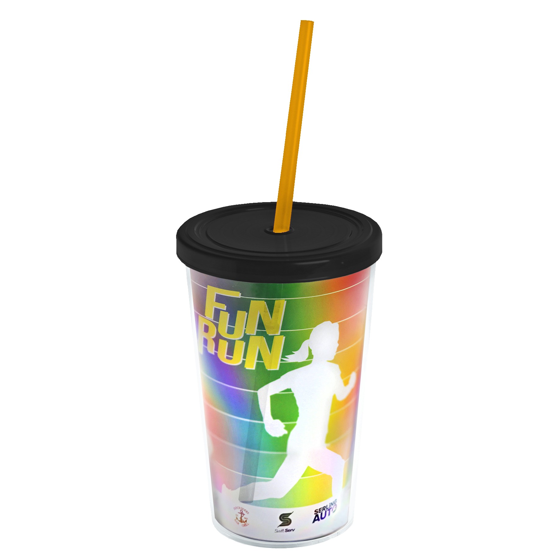 Garyline® Transparent Tumbler with Straw Lid and Full-Color Paper Insert - 16 oz. 2
