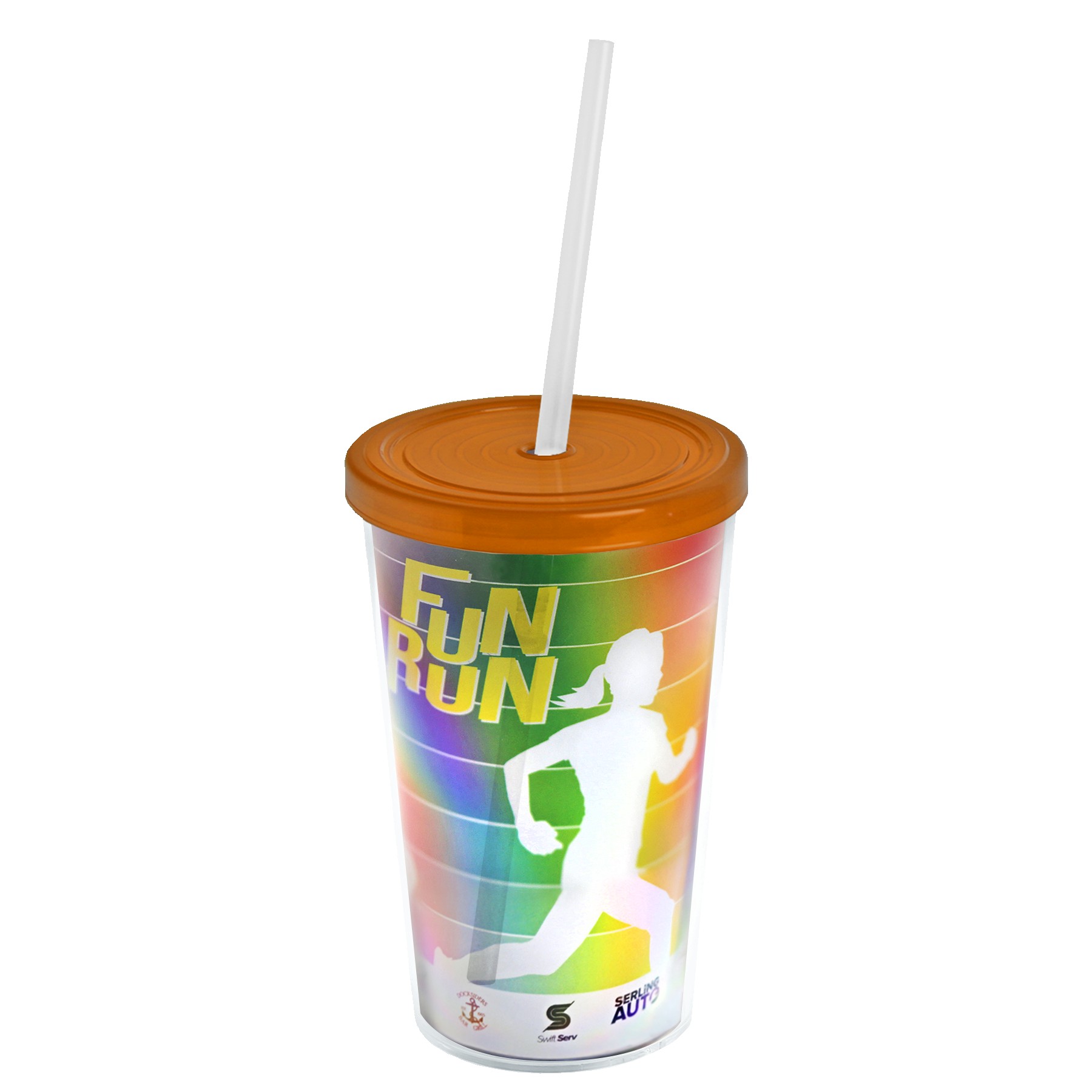 Garyline® Transparent Tumbler with Straw Lid and Full-Color Paper Insert - 16 oz. 2