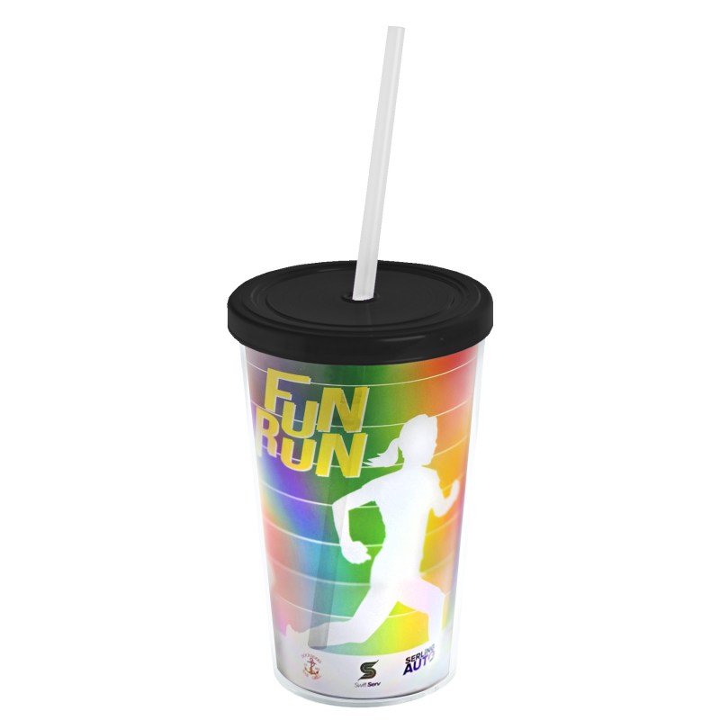 Garyline® Transparent Tumbler with Straw Lid and Full-Color Paper Insert - 16 oz. 2 Garyline® Transparent Tumbler with Straw Lid and Full-Color Paper Insert - 16 oz. 2