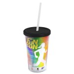 Garyline® Transparent Tumbler with Straw Lid and Full-Color Paper Insert - 16 oz. 2 Garyline® Transparent Tumbler with Straw Lid and Full-Color Paper Insert - 16 oz. 2