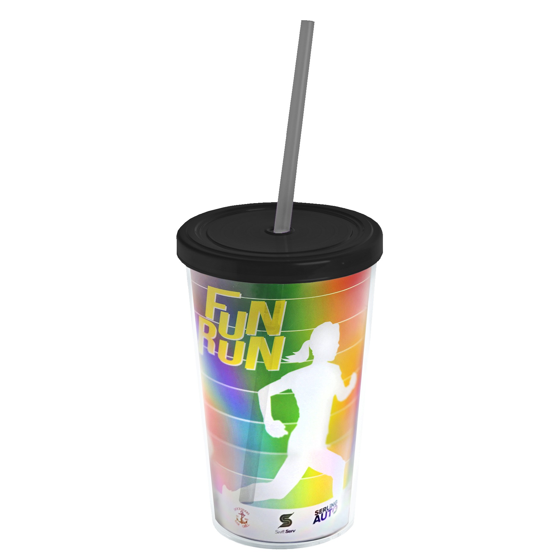Garyline® Transparent Tumbler with Straw Lid and Full-Color Paper Insert - 16 oz. 2