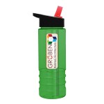 Garyline® Salute Bottle with Flip-Straw Lid - 24 oz. - TXB93H_translucentgreen_bottle_blackwithred_lid_frost_straw_full.png Garyline® Salute Bottle with Flip-Straw Lid - 24 oz. - TXB93H_translucentgreen_bottle_blackwithred_lid_frost_straw_full.png