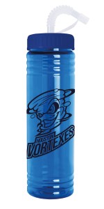 Garyline® Slim Fit Water Bottle With Straw Lid - 24 oz. - 46387 clear-teal image Garyline® Slim Fit Water Bottle With Straw Lid - 24 oz. - 46387 clear-teal image