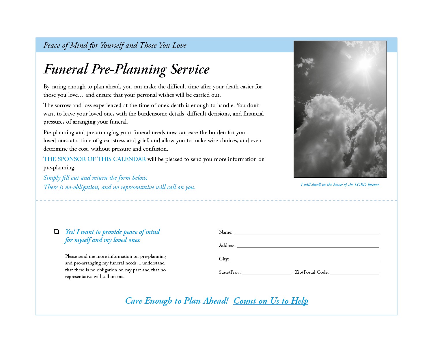 Good Value™ God%27s Gift w Funeral Pre-Planning Sheet - Spiral Calendar 2