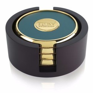 JAFFA® Four Round Coasters with Wood Tray 2 JAFFA® Four Round Coasters with Wood Tray 2