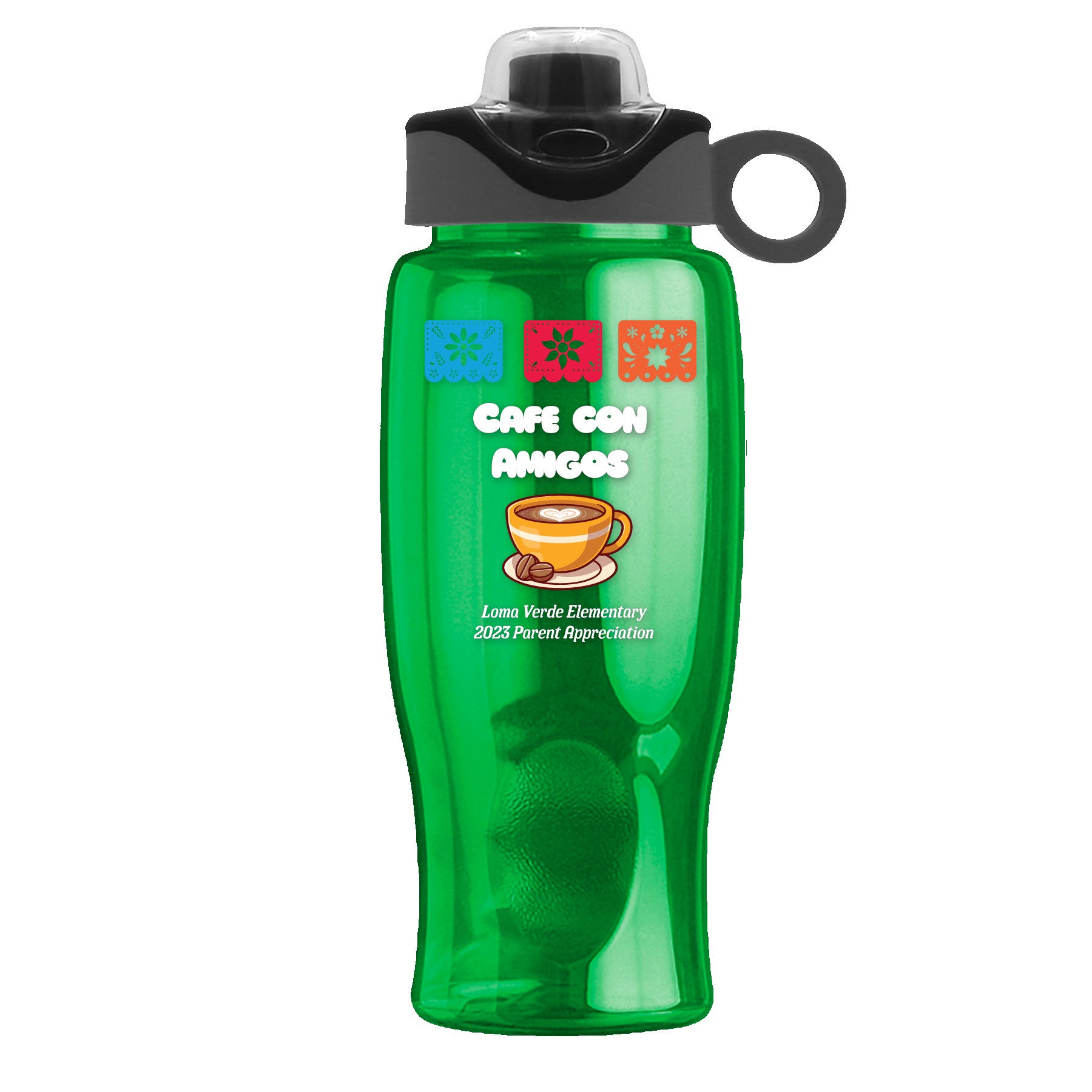 Garyline® Poly+ Bottle with Two-Tone Drink-Thru Lid with Silicone Loop - 27 oz. 2