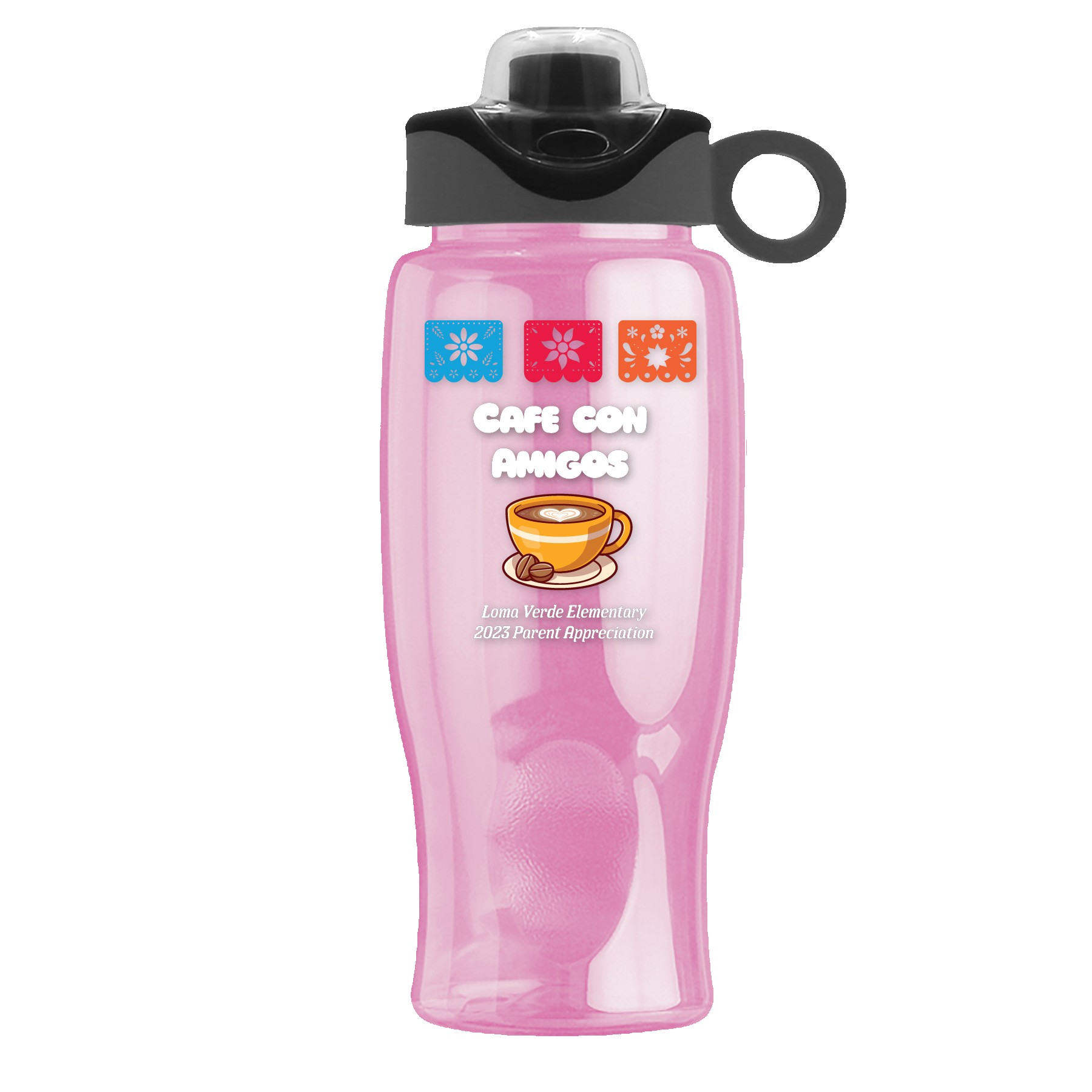 Garyline® Poly+ Bottle with Two-Tone Drink-Thru Lid with Silicone Loop - 27 oz. 2