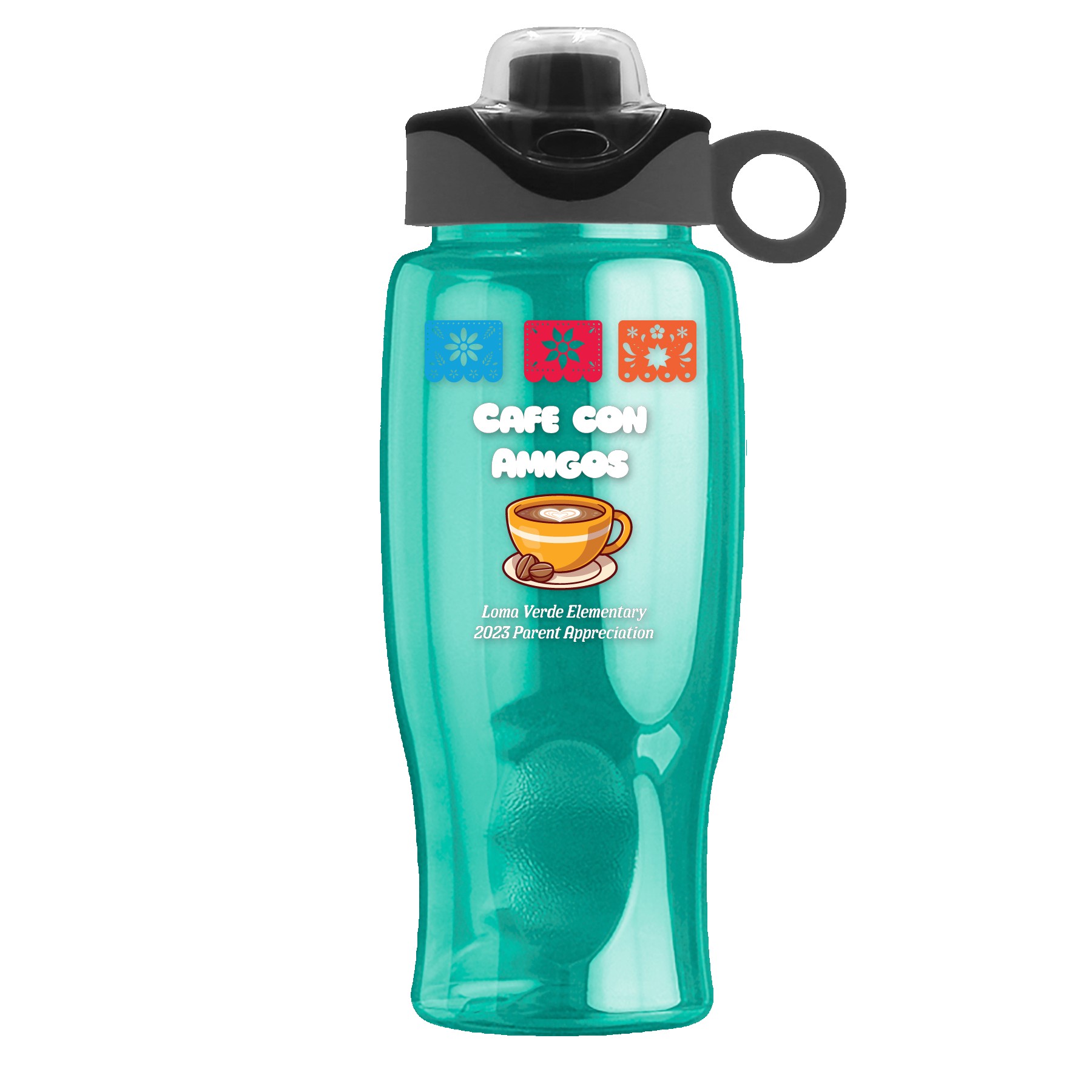 Garyline® Poly+ Bottle with Two-Tone Drink-Thru Lid with Silicone Loop - 27 oz. 2