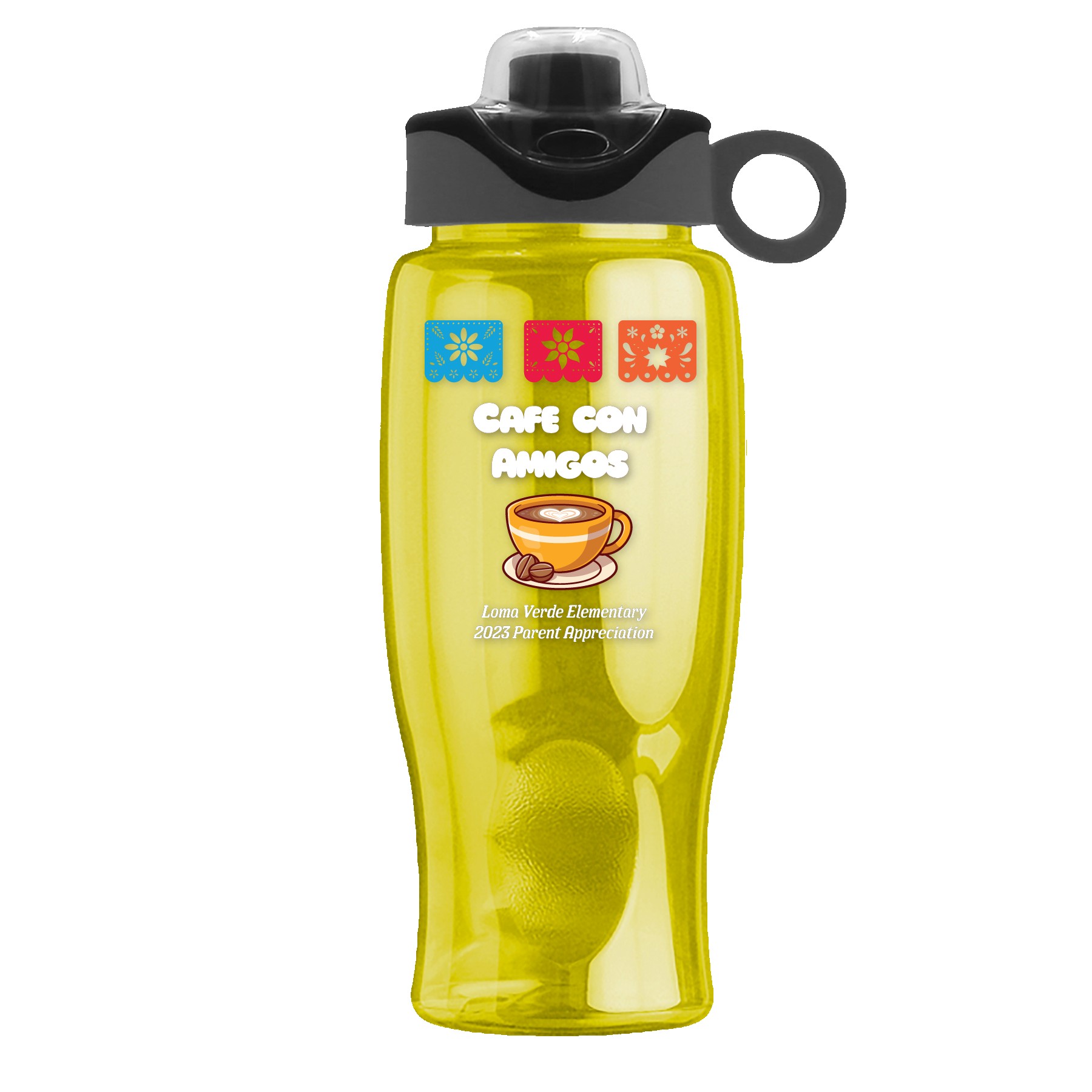 Garyline® Poly+ Bottle with Two-Tone Drink-Thru Lid with Silicone Loop - 27 oz. 2