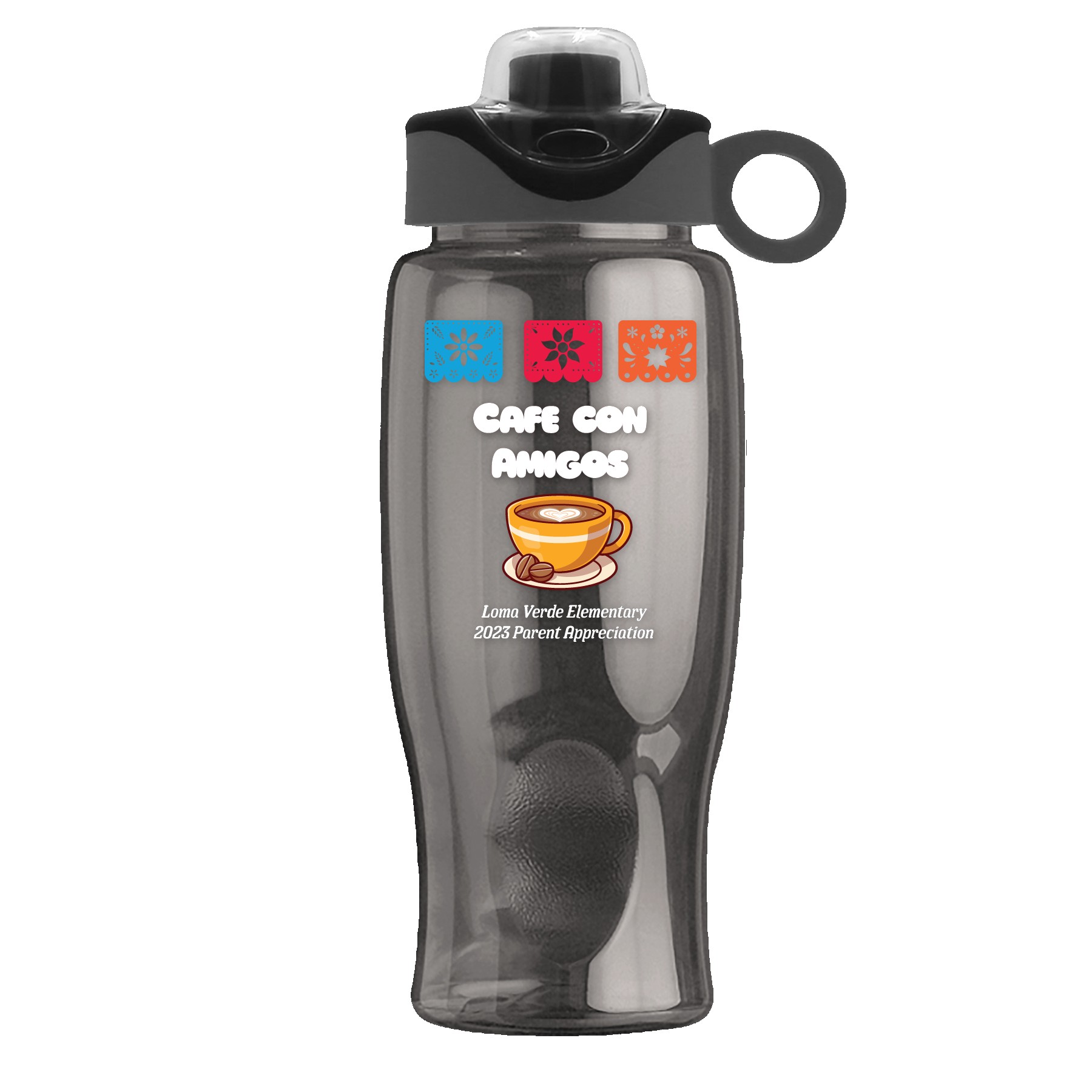 Garyline® Poly+ Bottle with Two-Tone Drink-Thru Lid with Silicone Loop - 27 oz. 2