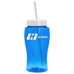 18 Oz. Pure-Poly Junior Sports Bottle w/Straw Lid - Transparent Blue/White 18 Oz. Pure-Poly Junior Sports Bottle w/Straw Lid - Transparent Blue/White