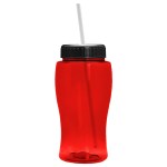 18 Oz. Pure-Poly Junior Sports Bottle w/Straw Lid - Transparent Red/Black 18 Oz. Pure-Poly Junior Sports Bottle w/Straw Lid - Transparent Red/Black
