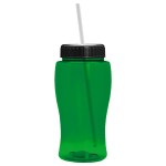 18 Oz. Pure-Poly Junior Sports Bottle w/Straw Lid - Transparent Green/Black 18 Oz. Pure-Poly Junior Sports Bottle w/Straw Lid - Transparent Green/Black