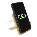 Bamboo 10W Wireless Charger with Phone Holder - phone vertical Bamboo 10W Wireless Charger with Phone Holder - phone vertical