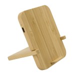 Bamboo 10W Wireless Charger with Phone Holder - angled Bamboo 10W Wireless Charger with Phone Holder - angled