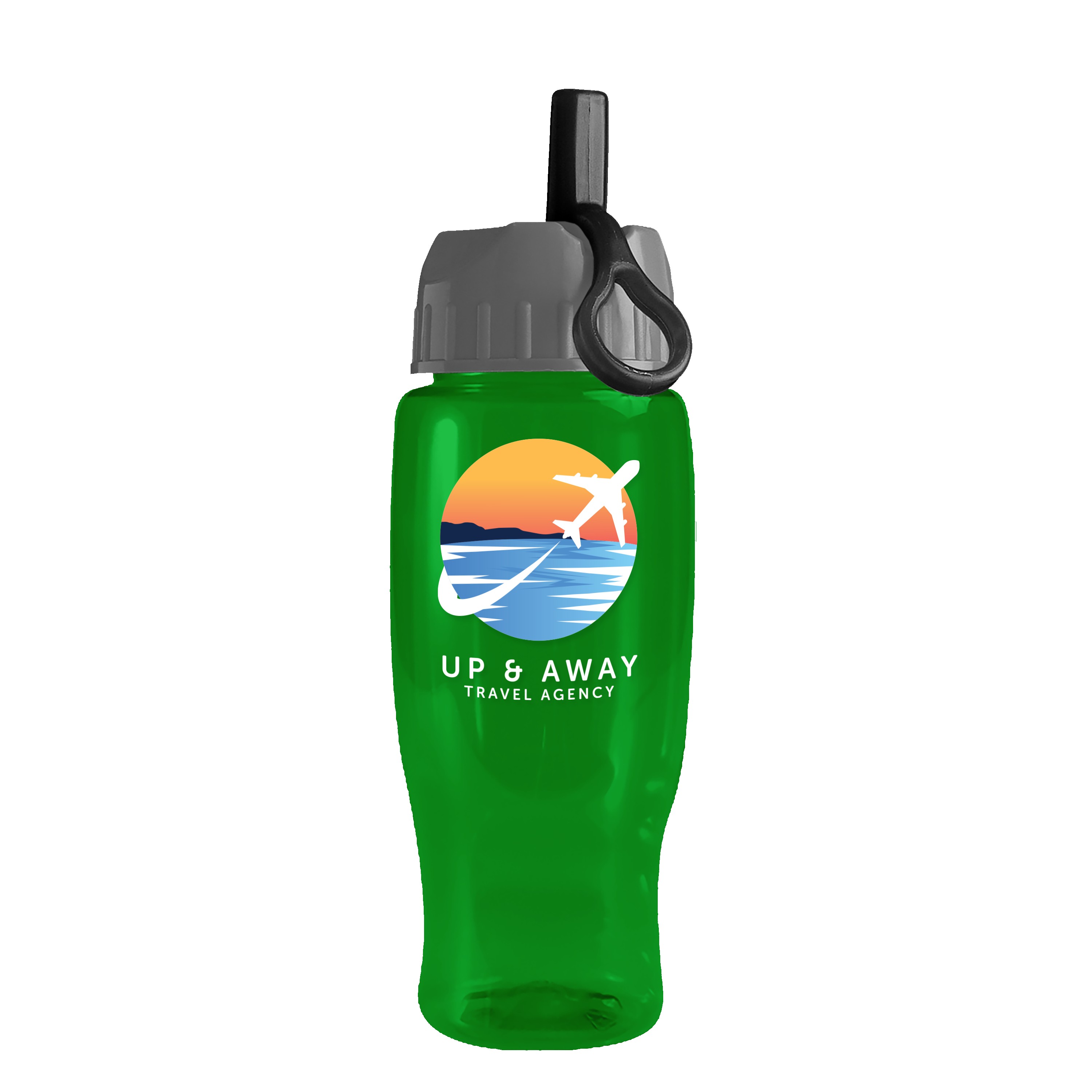 Garyline® Poly+ Recycled Bottle with Ring-Straw Lid - 27 oz. 2