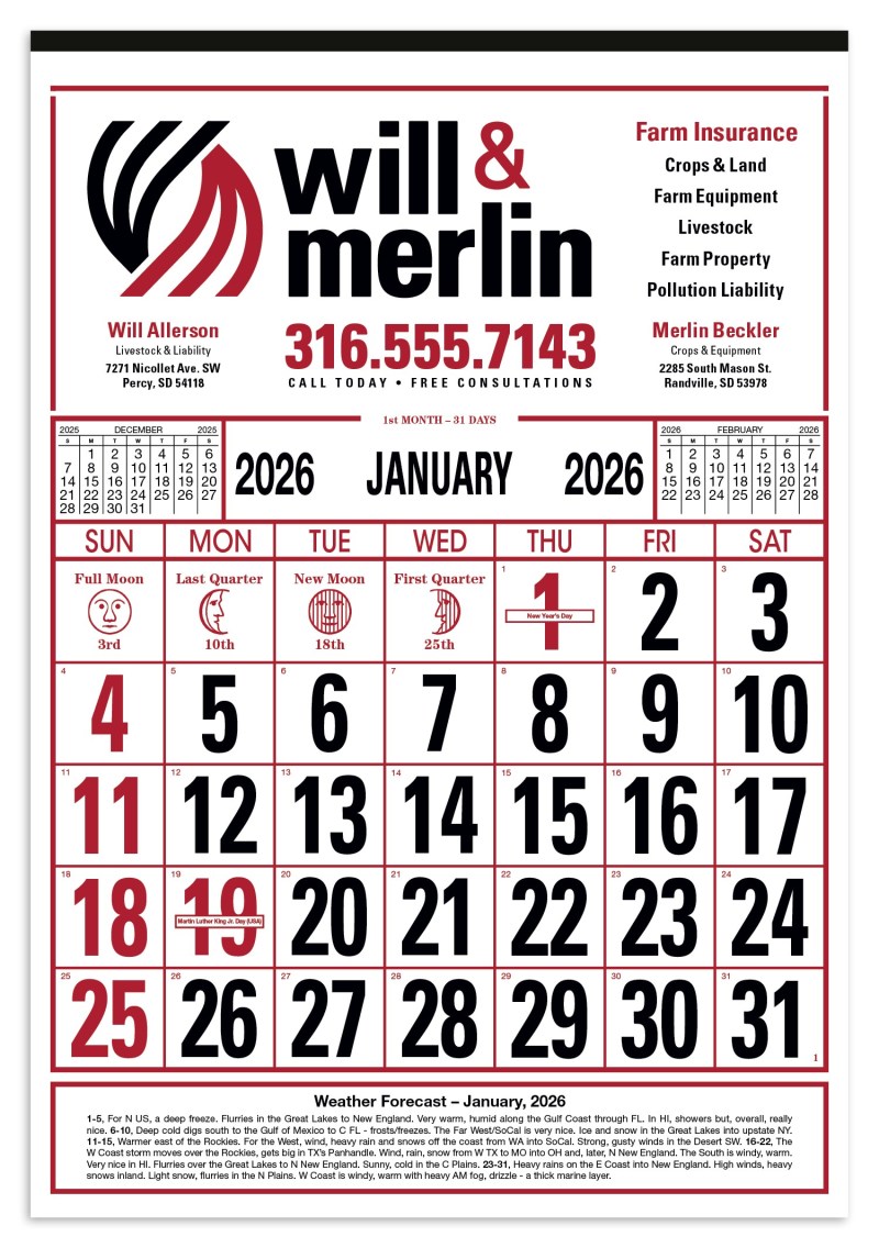 Skinner & Kennedy™ Commercial 12-Sheet Calendar 2 Skinner & Kennedy™ Commercial 12-Sheet Calendar 2