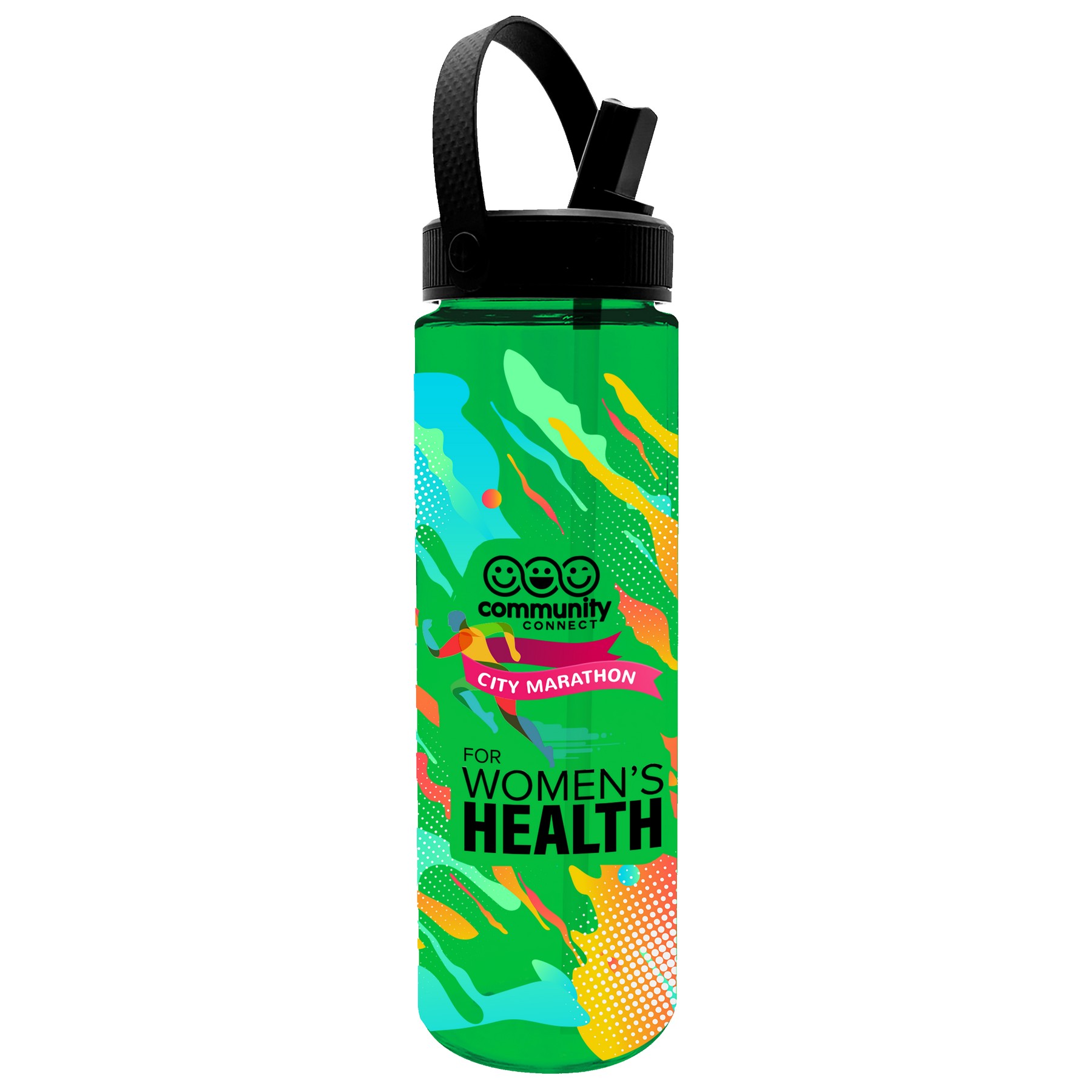 Garyline® Freedom Tritan® Bottle with Flip-Straw, Swivel-Handle Lid - 28 oz. 2