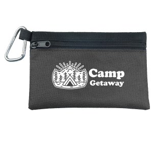 Garyline® Two-Tone Polyester Zip Pouch with Carabiner 2 Garyline® Two-Tone Polyester Zip Pouch with Carabiner 2
