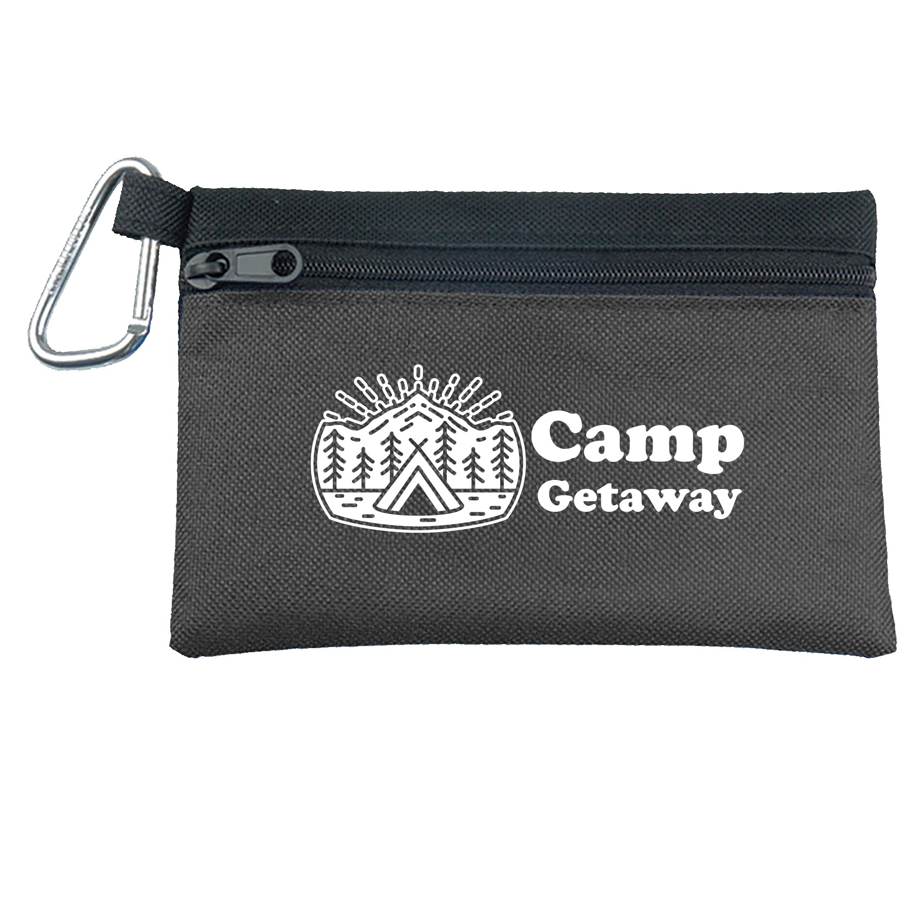 Garyline® Two-Tone Polyester Zip Pouch with Carabiner 2 Garyline® Two-Tone Polyester Zip Pouch with Carabiner 2