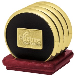 JAFFA® Four Coasters with Solid Cherry Stand 2 JAFFA® Four Coasters with Solid Cherry Stand 2