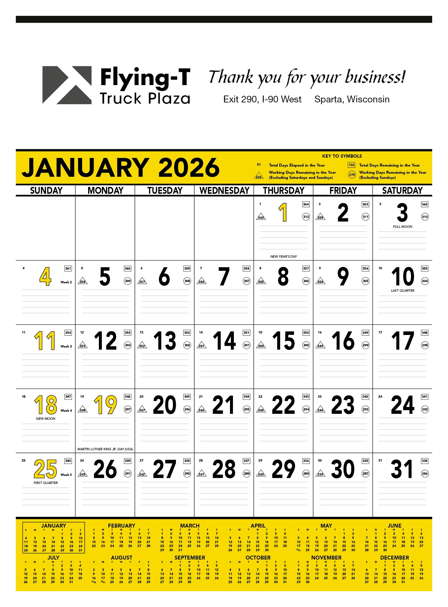 Triumph® Calendars Yellow & Black Contractor Memo Calendar 2