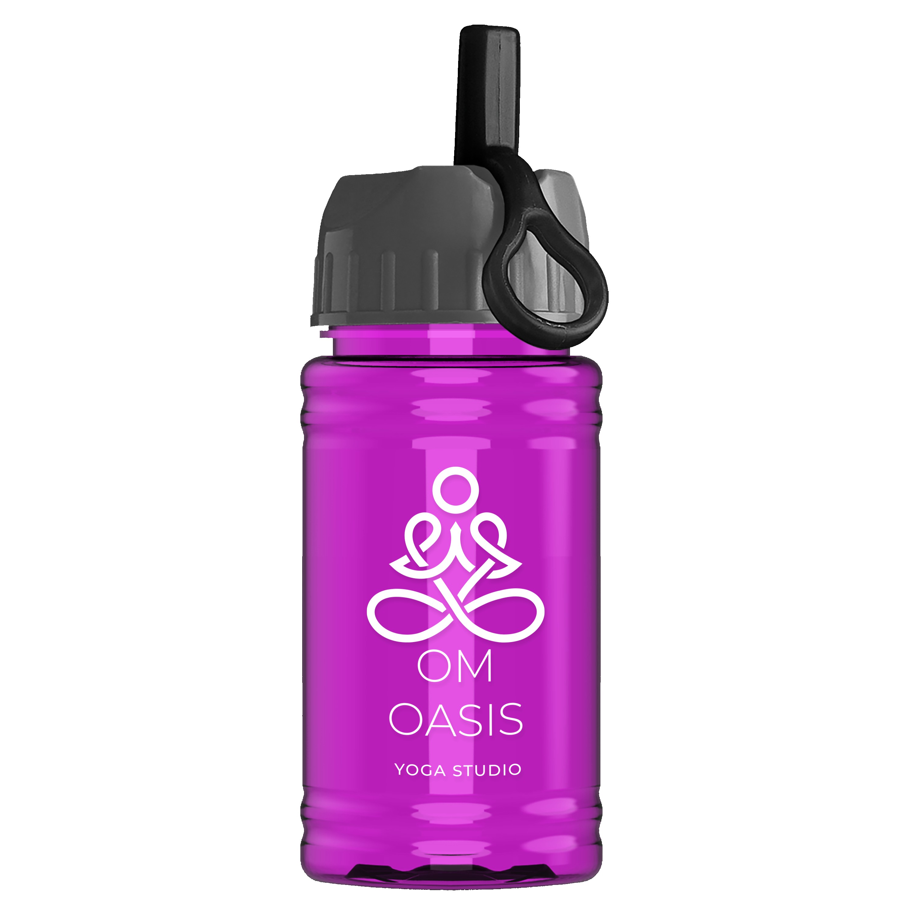 Garyline® Mini RPET Bottle with Ring-Straw Lid - 16 oz. 2