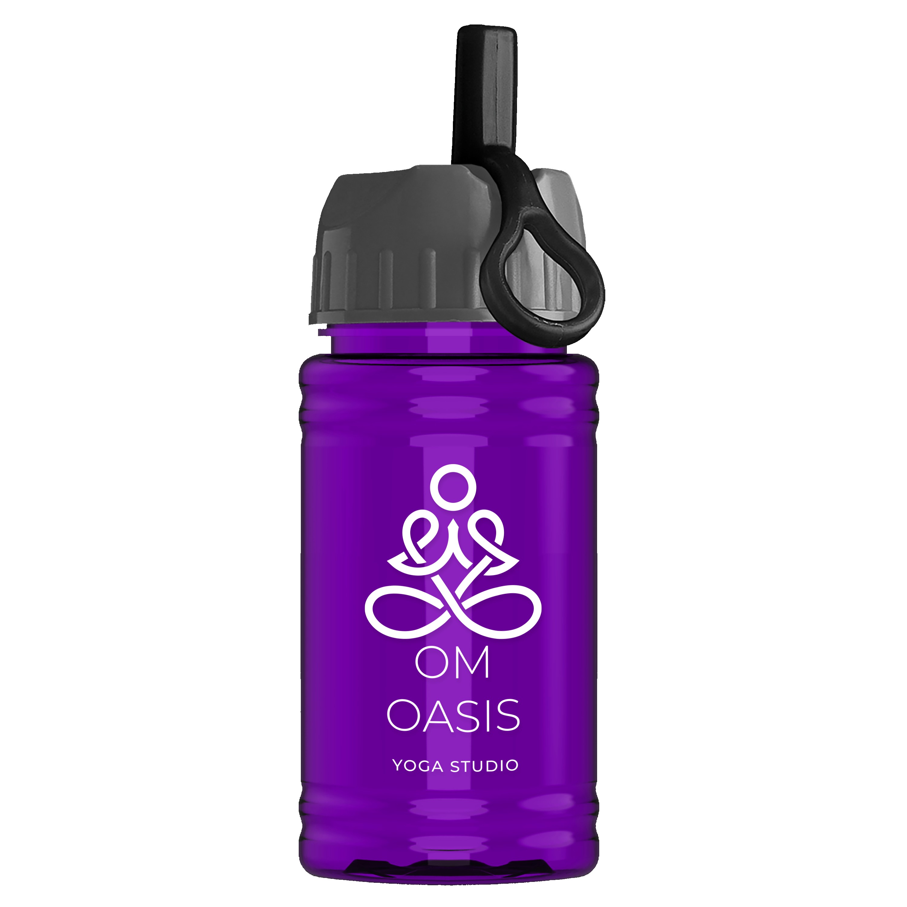 Garyline® Mini RPET Bottle with Ring-Straw Lid - 16 oz. 2