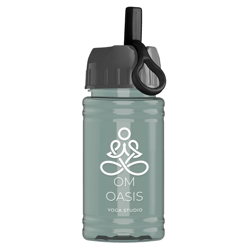 Garyline® Mini RPET Bottle with Ring-Straw Lid - 16 oz. 2 Garyline® Mini RPET Bottle with Ring-Straw Lid - 16 oz. 2