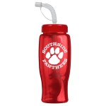 27 Oz. Poly Pure Transparent Sports Bottle w/Straw Lid - Red 27 Oz. Poly Pure Transparent Sports Bottle w/Straw Lid - Red